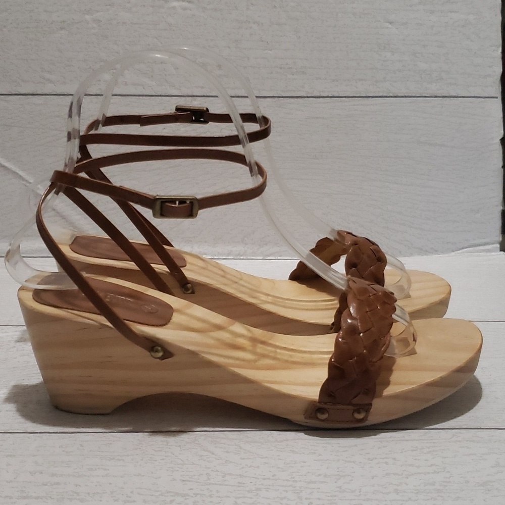 J. Crew new wood platforms ankle strap sandals 7 - Picture 3 of 8